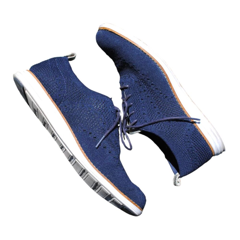 Cole Haan 9.5 Womens Navy Woven Oxford Lace Ups - Picture 4 of 9